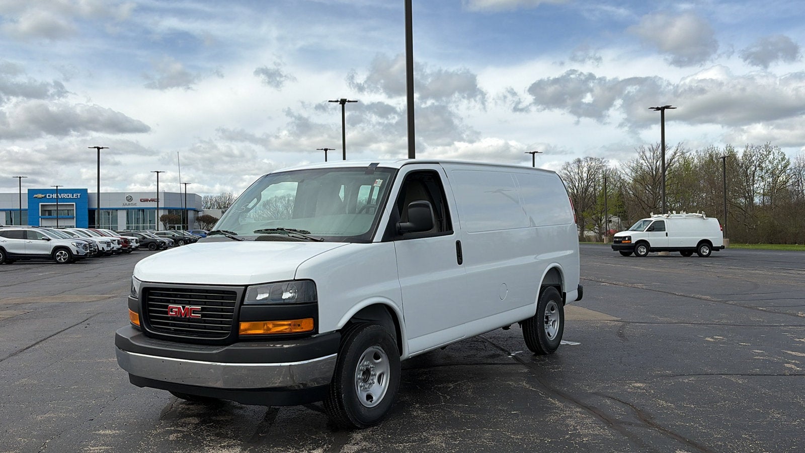 2026 GMC Savana Cargo Work Van in Summit White — front three-quarter view