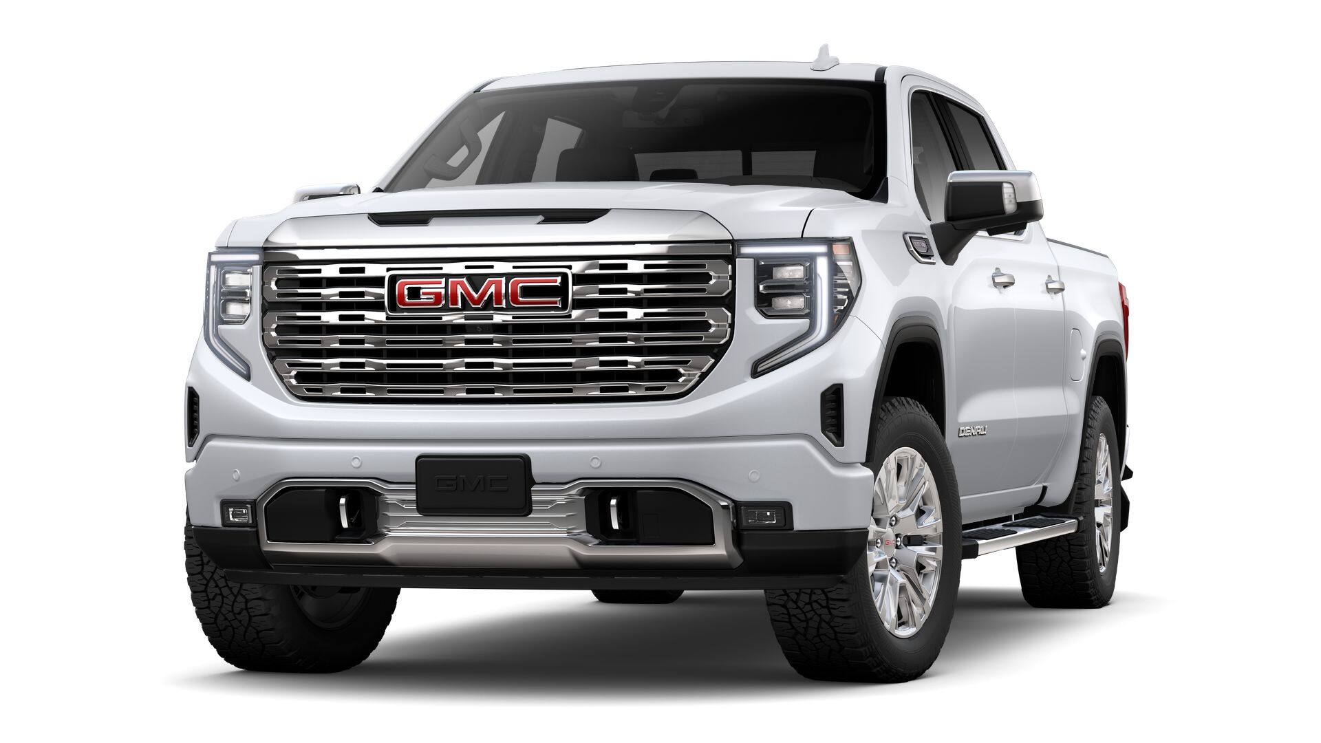 2026 GMC Sierra 1500 Denali in Glacier White Tricoat — front three-quarter view