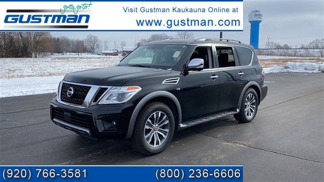 2019 Nissan Armada SL in Super Black — front three-quarter view